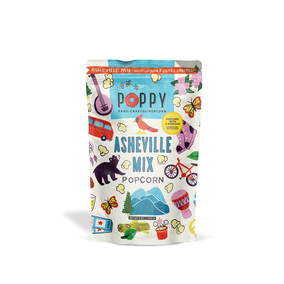 Asheville Mix Artist Bag - Poppy Hand-Crafted Popcorn