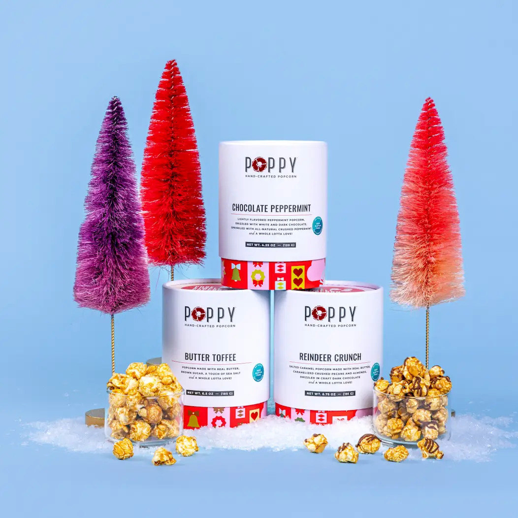 Holiday Cylinder Trio - Poppy Hand-Crafted Popcorn