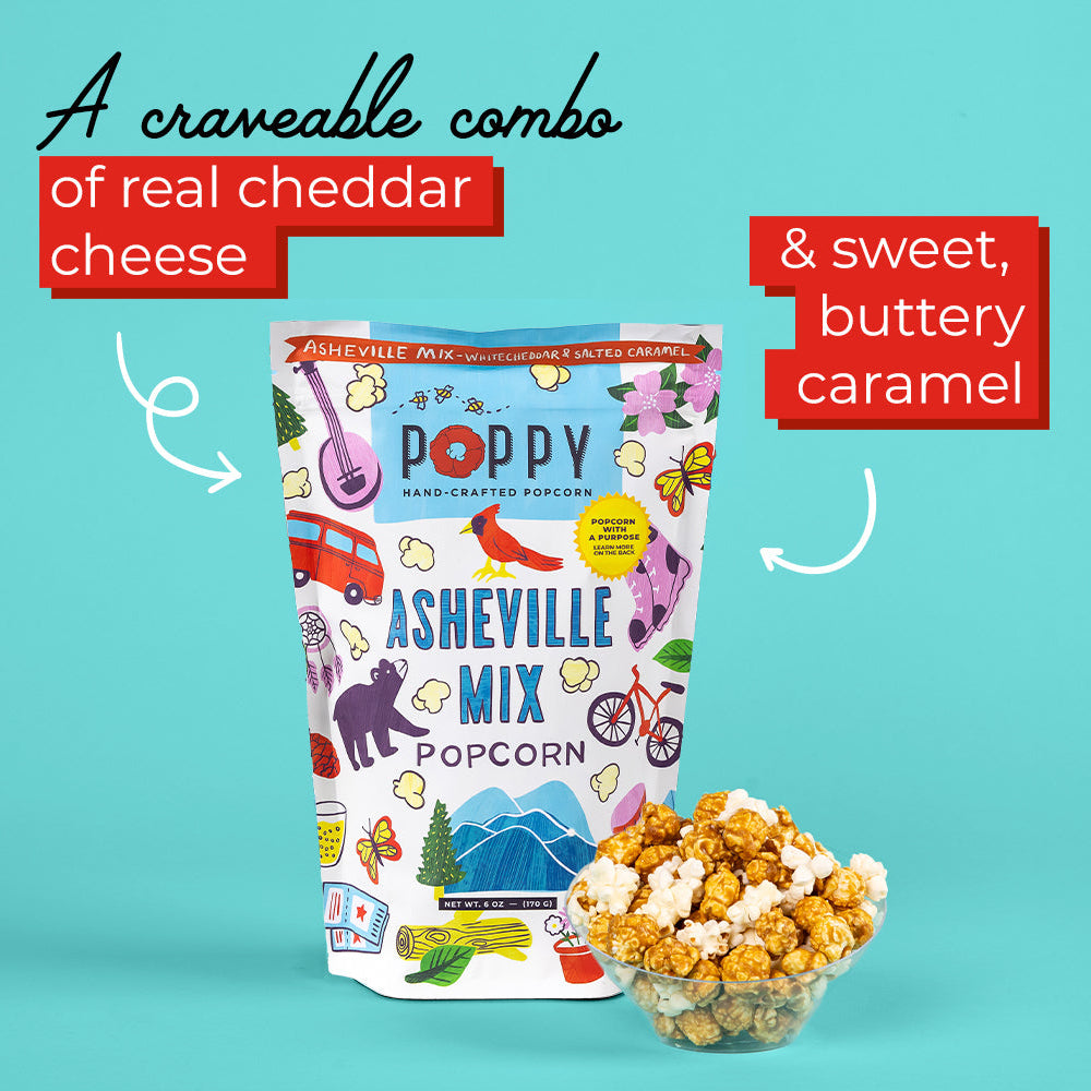 Asheville Mix Artist Bag - Poppy Hand-Crafted Popcorn